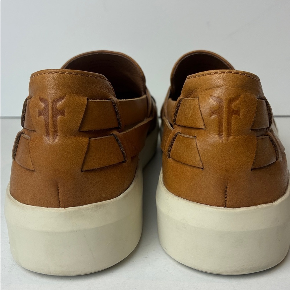 Frye Brea Huarache Woven Sneaker Slip On Loafer Tan Leather Weave Women Sz 7.5 - Picture 3 of 16